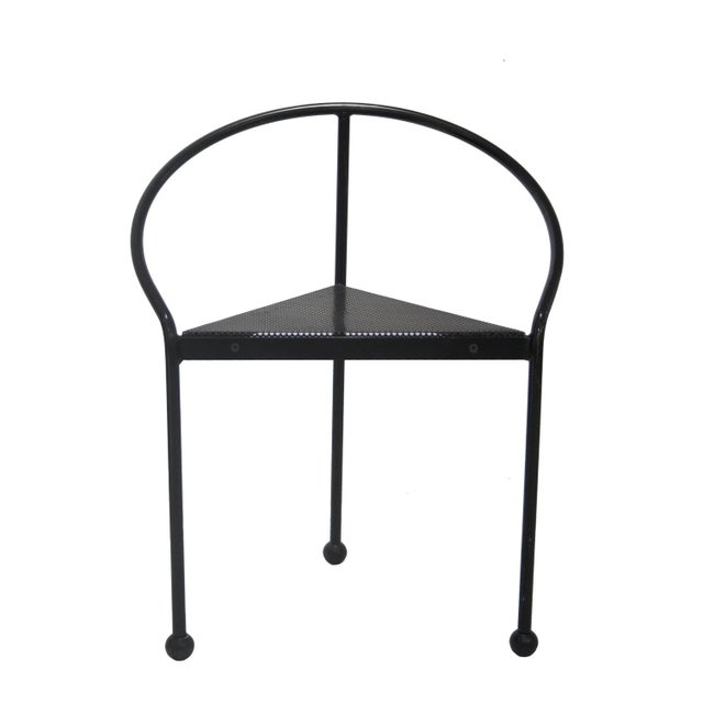 Memphis Postmodern Metallic Tripod Chair, Italy, 1980s For Sale - Image 3 of 7