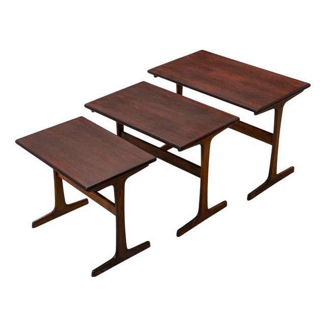 Nesting Side Tables by Kai Kristiansen for Vildbjerg Møbelfabrik, Denmark, 1960s, Set of 3 For Sale