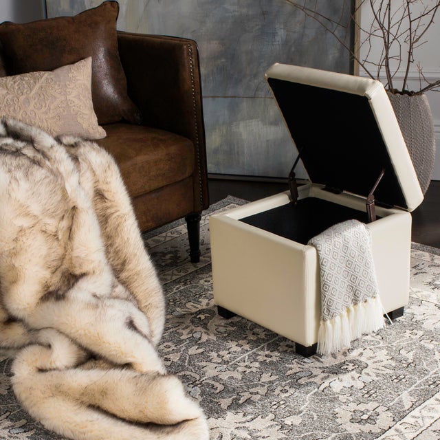 Upholstered Flip Top Ottoman - Black & Off White For Sale - Image 10 of 11