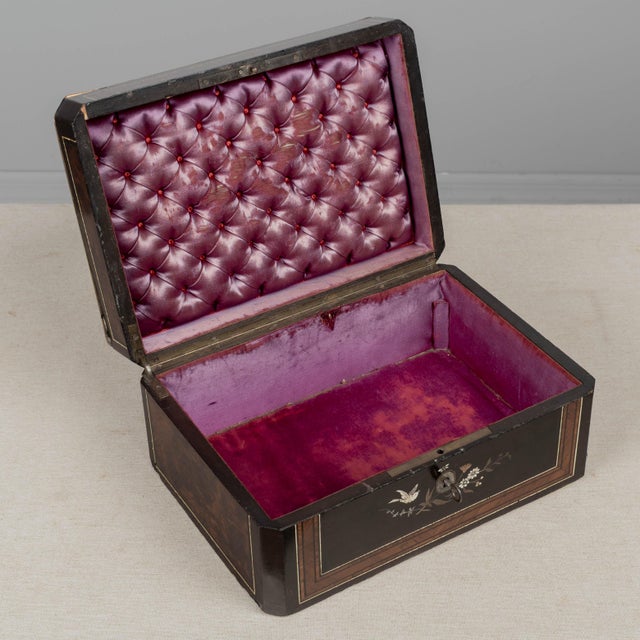 19th Century 19th Century Napoleon III Marquetry Box, Mother of Pearl Inlay For Sale - Image 5 of 16
