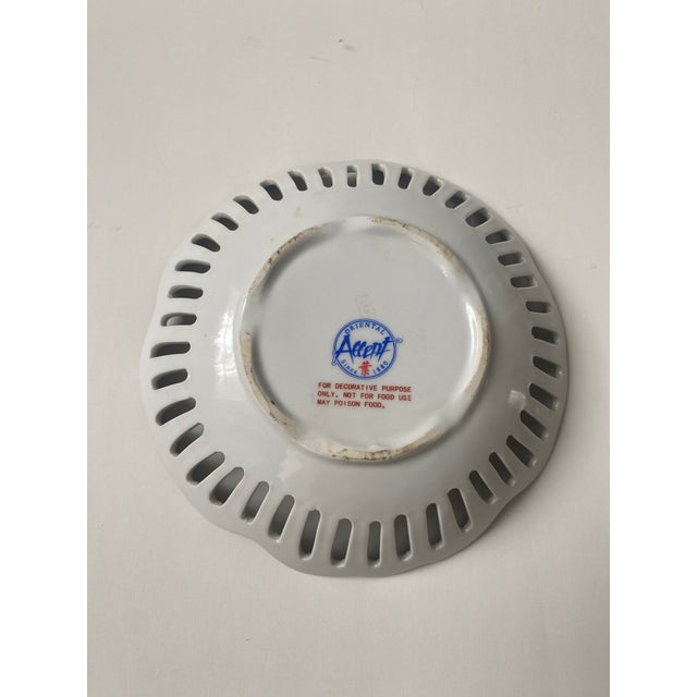 Ceramic Vintage Asian Collectible Bird Basket Plate by Oriental Accent For Sale - Image 7 of 9