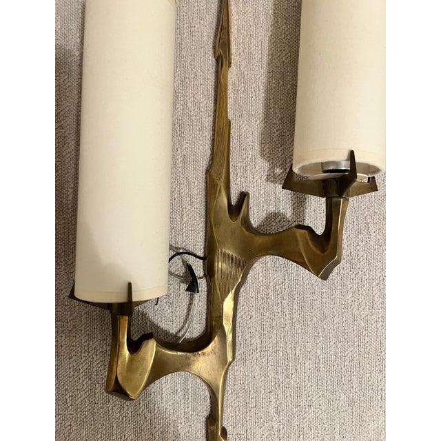 Mid-Century Modern Pair of Bronze Sconces by Maison Arlus, France, 1960s For Sale - Image 3 of 4