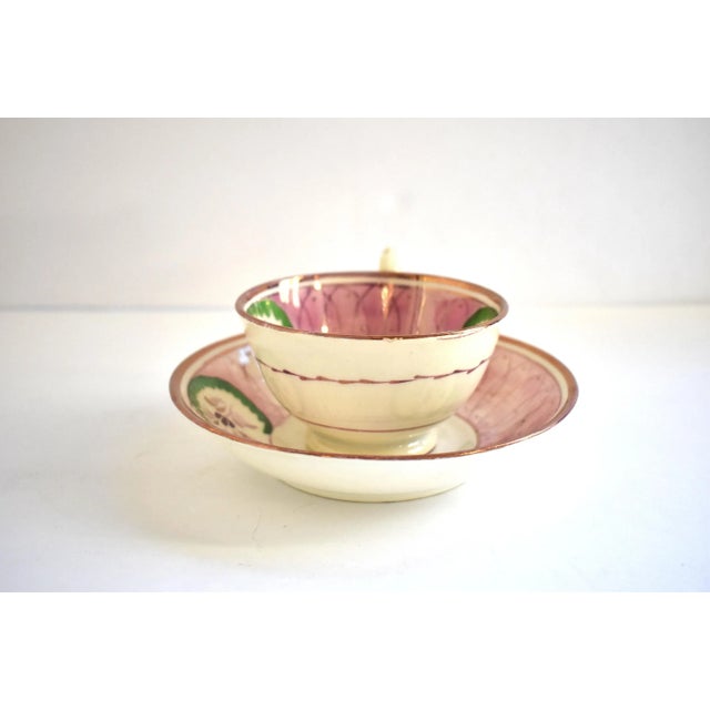 Antique 19th-Century Pink Luster Teacup & Saucer For Sale In San Francisco - Image 6 of 11