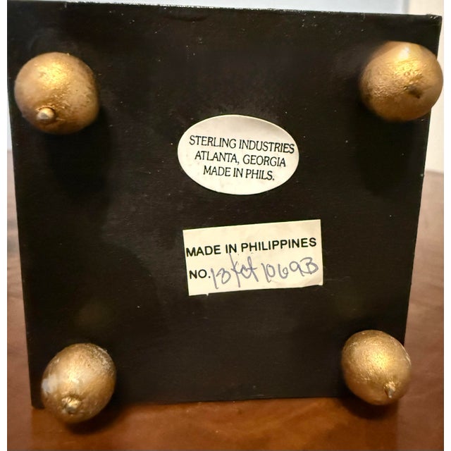 Vintage Sterling Industries Hand-Painted Floral Wood Cachepot For Sale In New York - Image 6 of 6