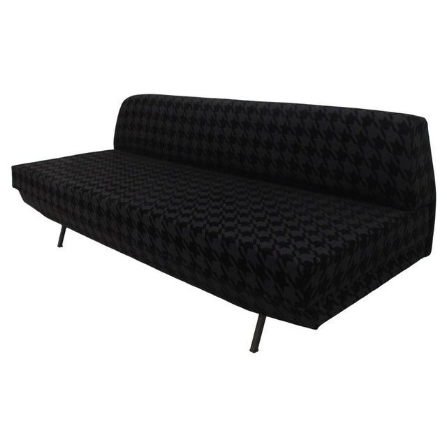 Mid-Century Italian Sofa Bed in Textured Black Velvet, Italy, 1950s For Sale - Image 10 of 10