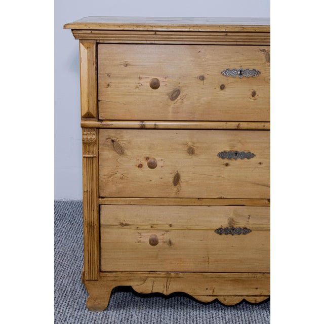 Wood Antique Waxed Stripped Pine Chest of 3 Drawers, Late 19th Century For Sale - Image 7 of 11