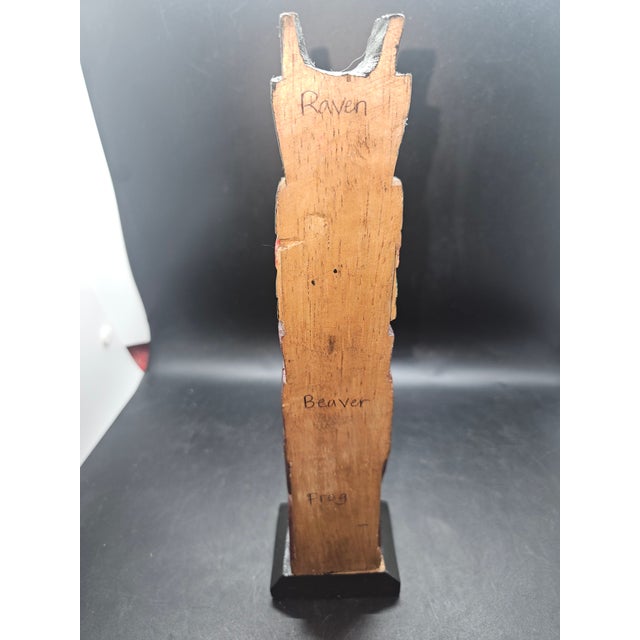 Vintage Hand-Carved Wooden Totem Pole, Not Signed For Sale - Image 4 of 5