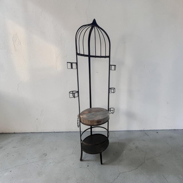1980s 1980s Signed Phyllis Morris Beverly Hills Monumental Wrought Iron Wine & Cheese Stand, 83” For Sale - Image 5 of 11