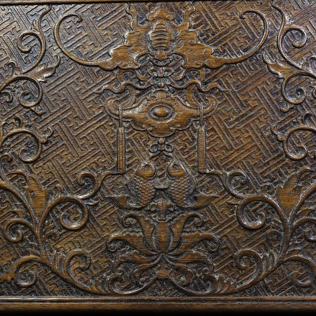 Vintage Huanghuali Wood Carved Box - Abundance & Wealth Motif For Sale - Image 9 of 10