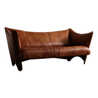 Mid-Century Cognac Leather and Wood Sofa from Pacific Green, Australia, 1970s For Sale