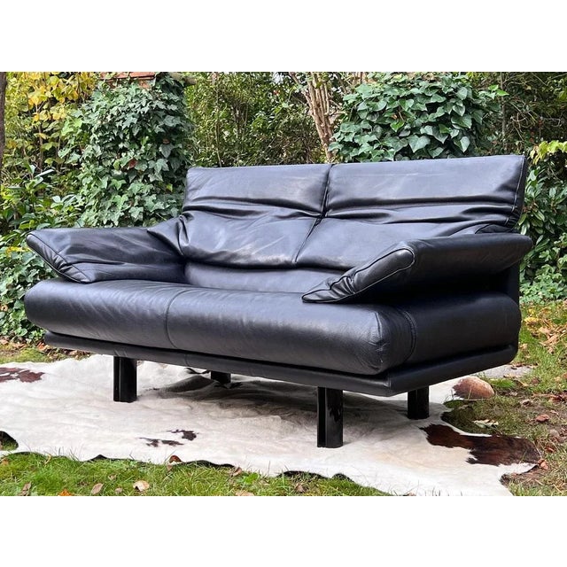 Vintage Black Leather Convertible Sofa Paolo Piva for B&B Italia, 1980s For Sale - Image 11 of 13