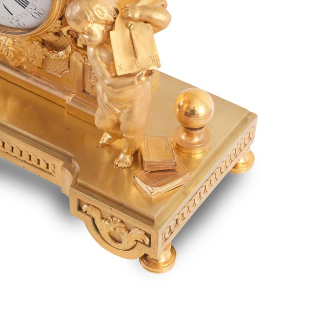 Clock Directoire, France, circa 1790, The Muse Urania or Allegory of Science, fire-gilt bronze, enamel dial, 8-day...