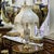 French Crystal Beige Table Lamp – Ornate Gold Leaf Base For Sale In Miami - Image 6 of 6