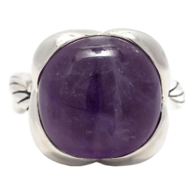 Late 20th Century David Yurman 9.5 Carat Amethyst Infinity Ring, Sterling Silver, Ring, Large For Sale