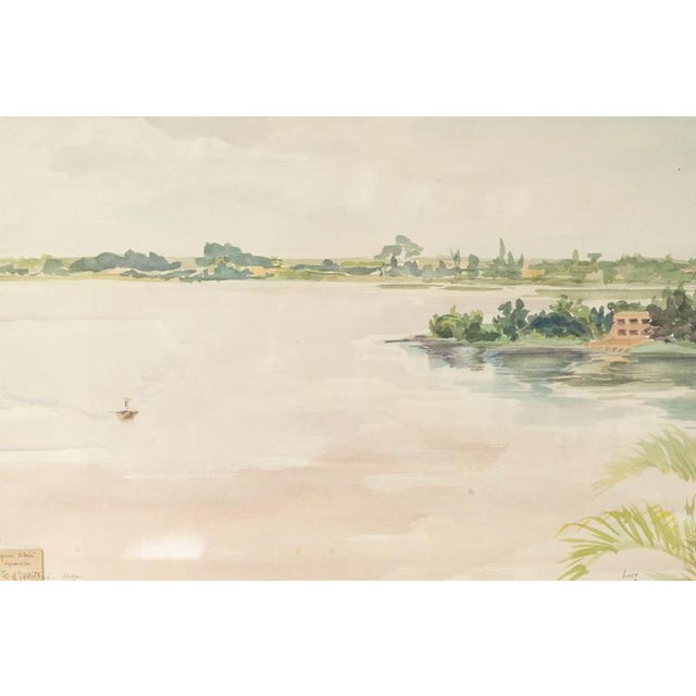 Evelyne Luez, Landscape Composition, Watercolor on Paper, Framed For Sale - Image 4 of 8