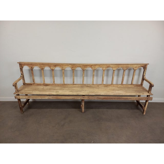 Patinated Church Bench in Fir, in Good conditions. Designed before 1890