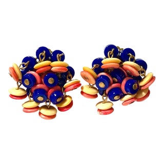 1950s Freirich Swirl Bead Clip on Earrings - 2 Pieces For Sale