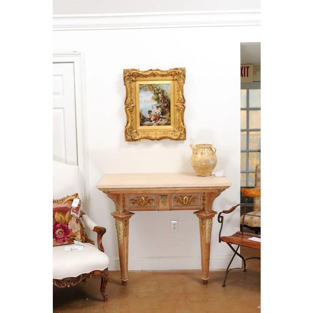 Wood French 19th Century Continental School Painting Depicting Venetian Lagoon Scene For Sale - Image 7 of 13