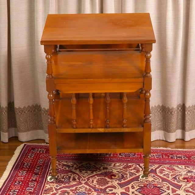 Traditional Mid 70's Carl Forslund Cherry Side Table / Magazine Rack For Sale - Image 3 of 7