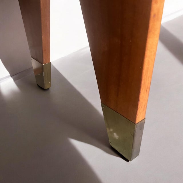 Wood Vintage Tapered Bookcase with Brass Feet, 1950s For Sale - Image 7 of 9