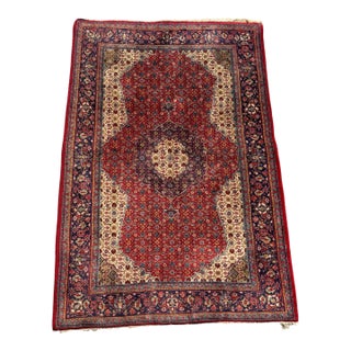Vintage Hand Knotted Persian Wool Sarouk Rug For Sale