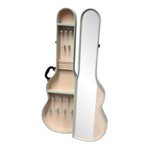 Pottery Barn Guitar Shaped Jewelry Storage Case + Mirror