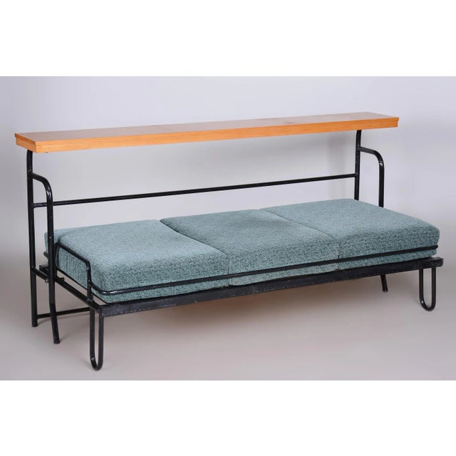 Bauhaus Brown & Blue Sofa, Czechia, 1930s For Sale - Image 9 of 18