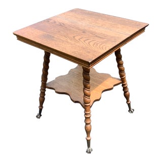 1900s Antique Oak Claw and Ball Foot Table For Sale
