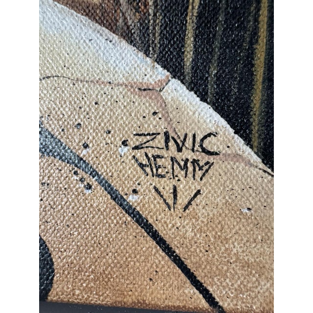 Late 20th Century Late 20th Century Southwestern Figurative Bird Painting Zivic Hemm For Sale - Image 5 of 5