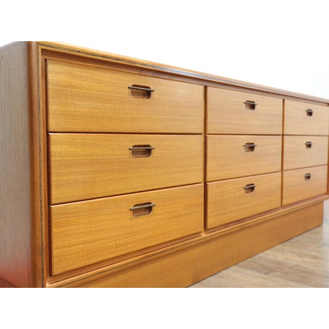 Mid Century Modern Vintage Teak Dresser Bank of Drawers Chest For Sale In Greensboro - Image 6 of 15
