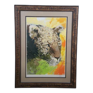 Vintage Wayland Moore "Leopards Head" Limited Edition Serigraph, Signed