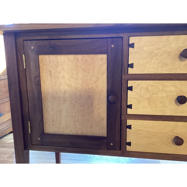 Walnut & Birdseye Maple Shaker Buffet Cabinet For Sale - Image 9 of 10