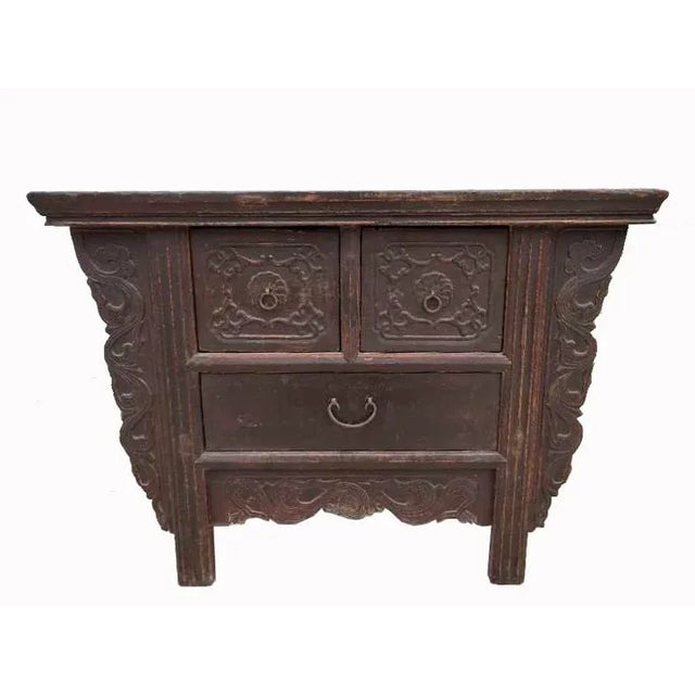 Early 20th Century Reddish Brown Antique Chinese Table with Three Drawers For Sale - Image 10 of 10