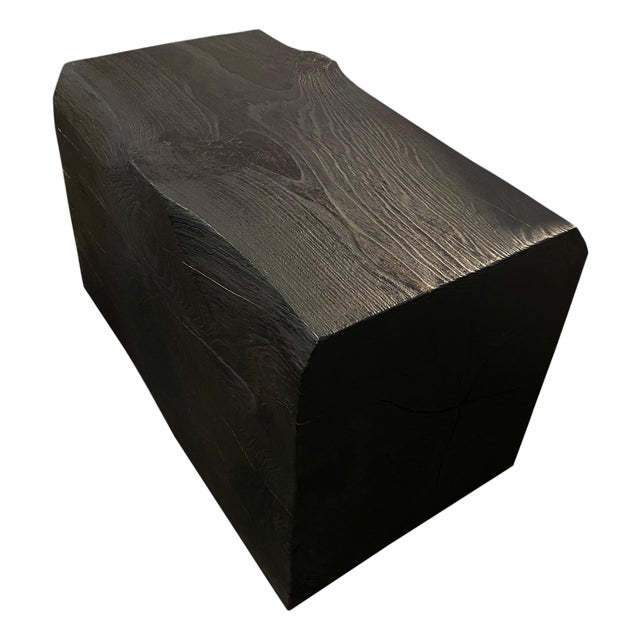 Andrianna Shamaris Charred Teak Wood Log Bench or Coffee Table For Sale