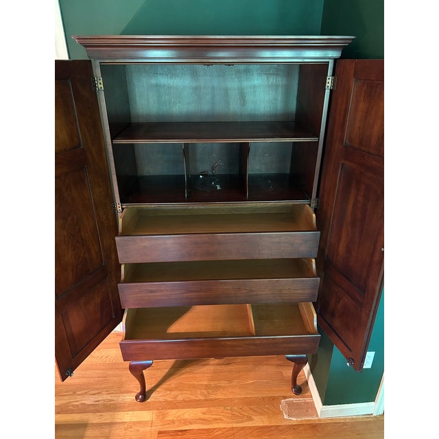 Statton TruType Americana Mid-Century Solid Cherry Queen Anne Style Highboy Armoire For Sale In Washington DC - Image 6 of 11