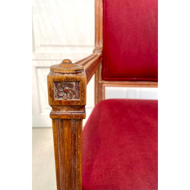 French Empire Louis XVI Carved Wood Armchair For Sale - Image 4 of 11