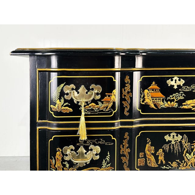 DREXEL HERITAGEドレクセルヘリテージ チークミラーUSA 1980 Vintage Drexel Heritage Chinoiserie China Cabinet: Black
