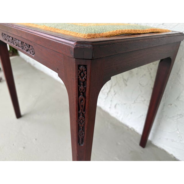 Vintage Carved Wood Needlepoint Bench / Accent Table With Floral Design For Sale In Orlando - Image 6 of 9