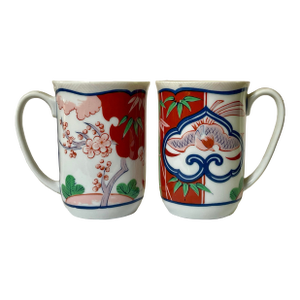 Mid 20th Century George Briard “Heirloom” Chinoiserie Mugs- a Pair