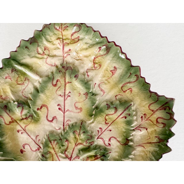 Faianças Belo Portugal Majolica Geranium Leaf Dishes, Set of 3 For Sale - Image 10 of 18