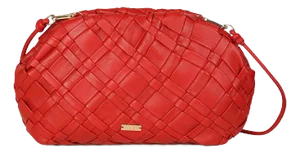 Rafe Aya Woven Leather Frame Clutch in Cherry Red
