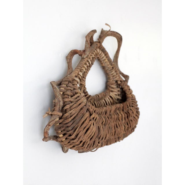 Mid 20th Century Vintage Woven Vine Wall Basket For Sale - Image 5 of 10