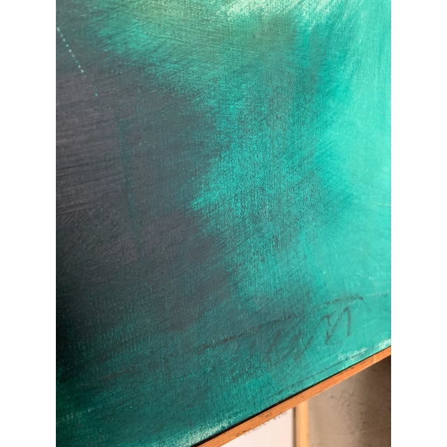 Green 1960s American School Modern Expressionist Oil Painting on Canvas For Sale - Image 8 of 13