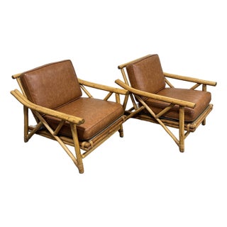 Vintage John Wisner Style Bamboo Lounge Chairs - A Pair For Sale