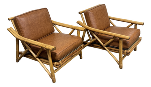 Vintage John Wisner Style Bamboo Lounge Chairs - A Pair