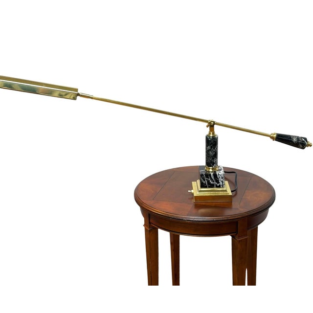 1980s Vintage Brass and Marble Counter-Balance Desk Lamp For Sale - Image 5 of 13
