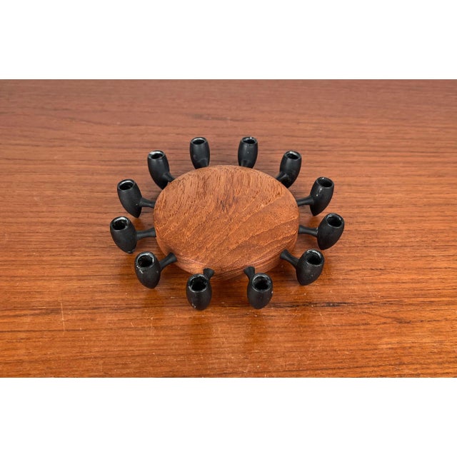 Mid-Century Modern Danish Teak and Cast Iron Candleholder from Digsmed, 1960s For Sale - Image 6 of 14