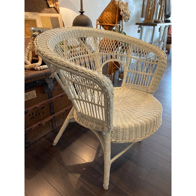 Vintage White Wicker Barrel Chair Chairish