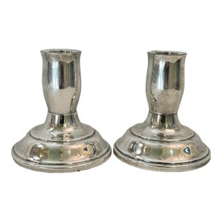 Vintage F B Rogers Paul Revere Reproduction Silver Plate Candlestick Holders - A Pair For Sale