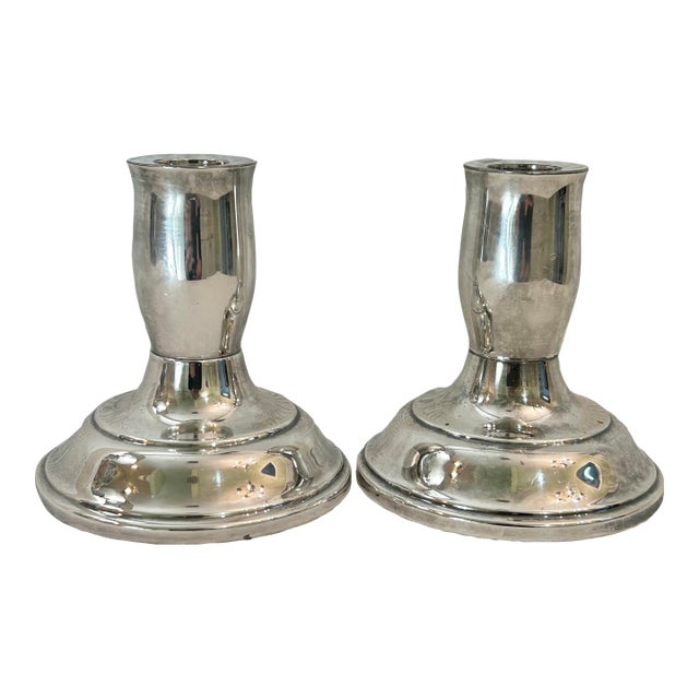 Vintage F B Rogers Paul Revere Reproduction Silver Plate Candlestick Holders - A Pair For Sale